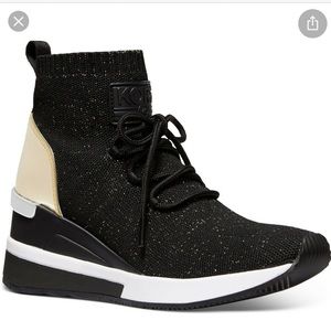 Michael Kors Skyler Wedge Sneaker Booties Black